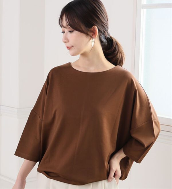 A HAPPY MARILYN（アハッピーマリリン）の「【Ｌ～６Ｌ／選べる袖丈】大人の今どきベーシック！ポンチ素材トップス（Tシャツ）」｜詳細画像