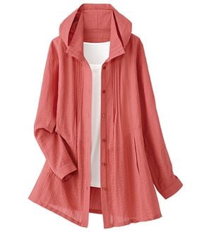 BELLUNA（ベルーナ）の「洗える！サッカードビー素材ＵＶ対策パーカー（パーカー）」｜オレンジ