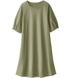 BELLUNA（ベルーナ）の「涼感！切替デザインロングワンピース（チュニック）」｜オリーブ
