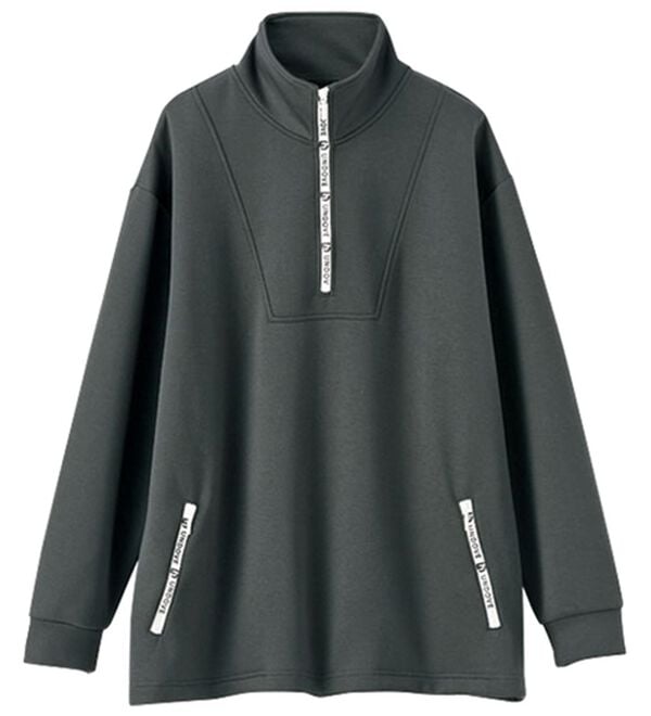 BELLUNA（ベルーナ）の「吸水速乾！ジッパーロゴプルオーバー（カットソー）」｜詳細画像