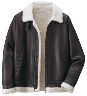 「裏ボアレザー調ジャケット（メンズジャケット）」｜ブラウン