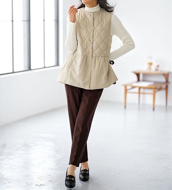 BELLUNA（ベルーナ）の「裏起毛ジョーゼット素材テーパードパンツ（テーパードパンツ）」｜詳細画像