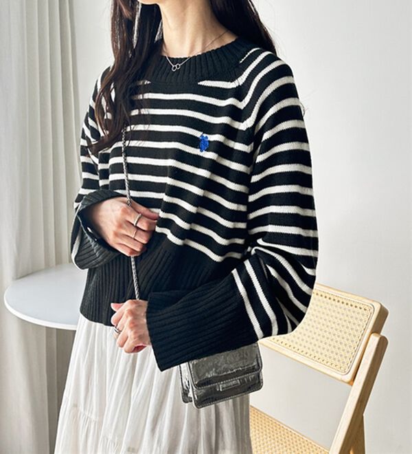 GeeRA（ジーラ）の「【ＵＳ．ＰＯＬＯ　ＡＳＳＮ】ショート丈ニット（ニット・セーター）」｜詳細画像