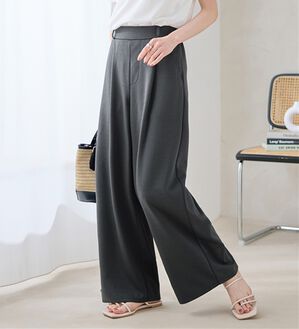 「なめらかダンボールワイドパンツ（ワイドパンツ・ガウチョ）」｜チャコール