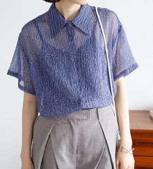 GeeRA（ジーラ）の「ニュアンスワッシャーシアーシャツ（シャツ）」｜ネイビー