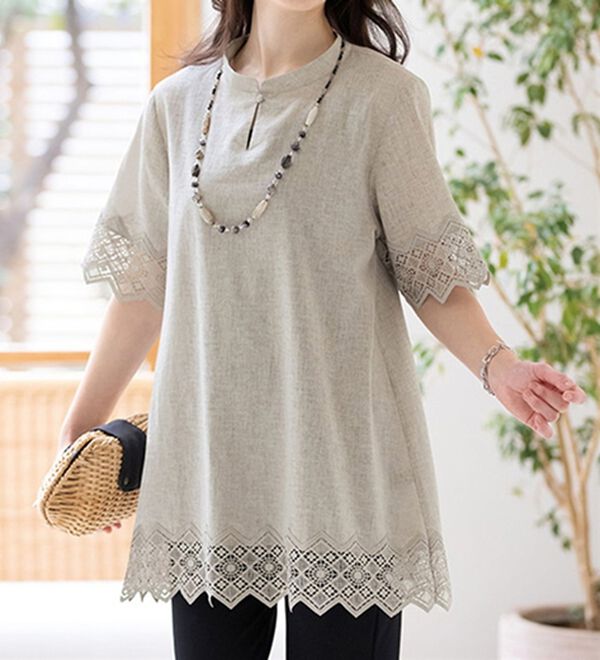 綿麻レース使いチュニック - ベルーナ【公式】 