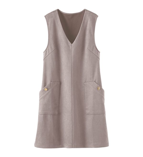 BELLUNA（ベルーナ）の「金ボタン使いスエード調ジャンパ―ドレス（ジャンパースカート）」｜詳細画像