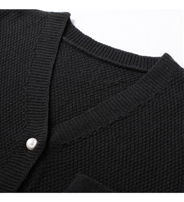 alotta（アロッタ）の「パール調ボタン付ツイード見えニットベスト（ベスト）」｜詳細画像