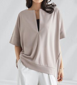 RANAN（ラナン）の「【ひんやり・ＵＶ】ハーフジップコクーンチュニック（チュニック）」