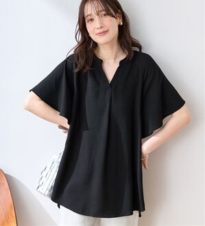 Viola e Viola（ヴィオラ エ ヴィオラ）の「【選べる２丈】さらっと涼感フレアスリーブブラウス（ブラウス）」｜ブラック／チュニック丈