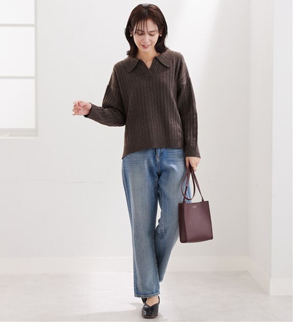 BELLUNA（ベルーナ）の「スキッパー衿編地変化ニットプルオーバー（ニット・セーター）」｜詳細画像