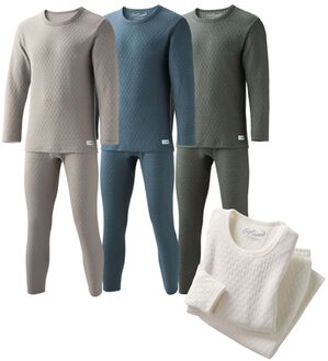 「≪ＴＶ限定★≫【４着組】＜クロコダイル＞ウール入肌側綿１００％極温（Ｒ）キルトインナー上下（メンズ肌着・インナーウェア）」｜4着組