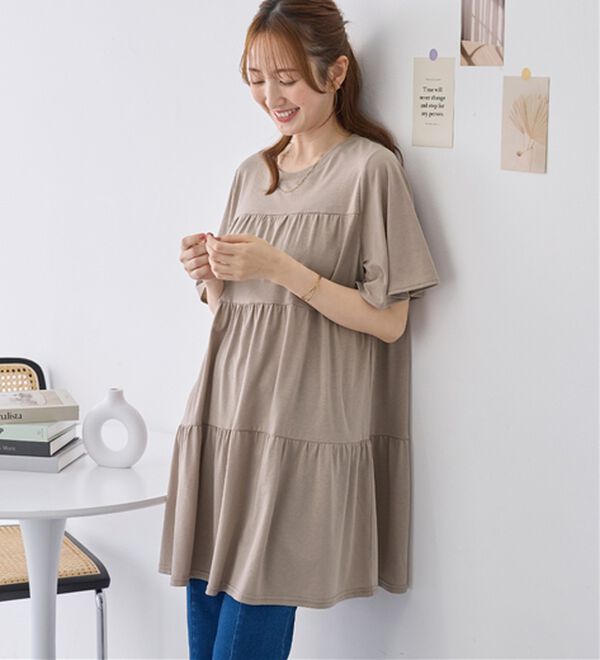 alotta（アロッタ）の「楽に可愛く！ふんわり綿混ティアードチュニック（チュニック）」｜詳細画像