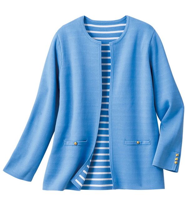 VINNO（ヴィノ）の「カーデ&times;プリーツニットワンピースセット（アンサンブル）」｜詳細画像