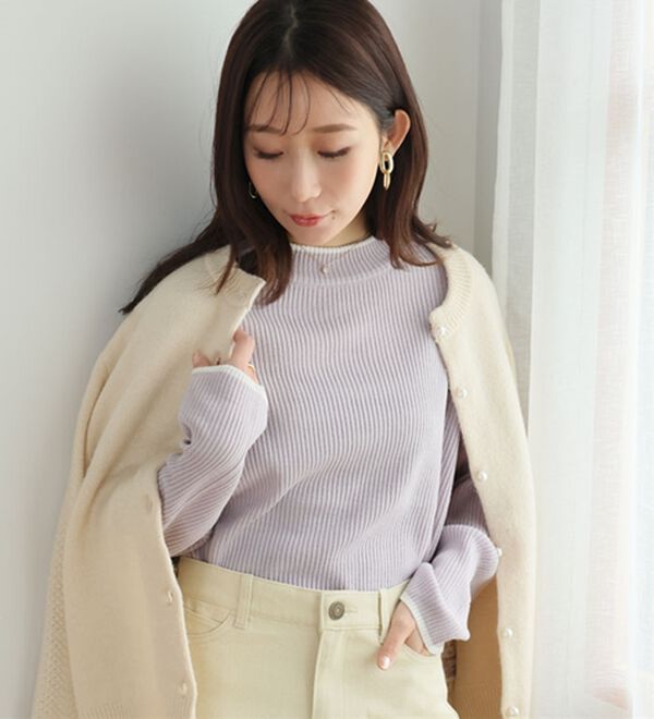 A HAPPY MARILYN（アハッピーマリリン）の「【ＬＬ～６Ｌ】＜新色追加＞Ｔシャツ感覚で着れるカメレオン級の着回しが叶うリブニット（ニット・セーター）」｜詳細画像