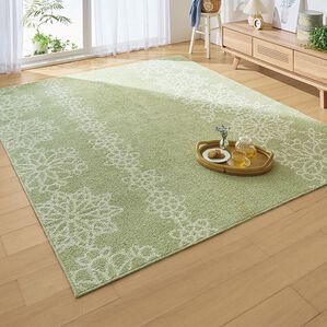 「洗えるサラっと綿入り防ダニ抗菌加工カーペット（カーペット）」｜レースグリーン