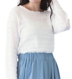 RANAN（ラナン）の「シャーリングプルオーバー（カットソー）」｜ホワイト