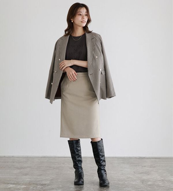 Pierrot（ピエロ）の「丈と柄が選べるカシミヤタッチＩラインスカート（ロングスカート）」｜詳細画像