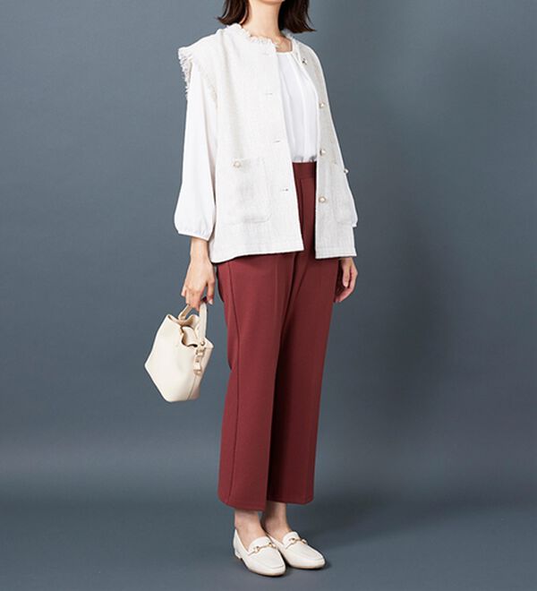 BELLUNA（ベルーナ）の「ツイード調パールボタンデザインベスト（ベスト）」｜詳細画像