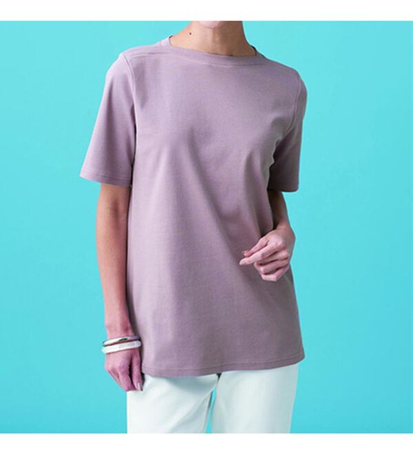 BELLUNA（ベルーナ）の「艶やか綿１００％シンプルプルオーバー（カットソー）」｜詳細画像