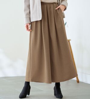 BELLUNA（ベルーナ）の「タックデザインスカーチョ（フルレングスパンツ）」｜グレージュ
