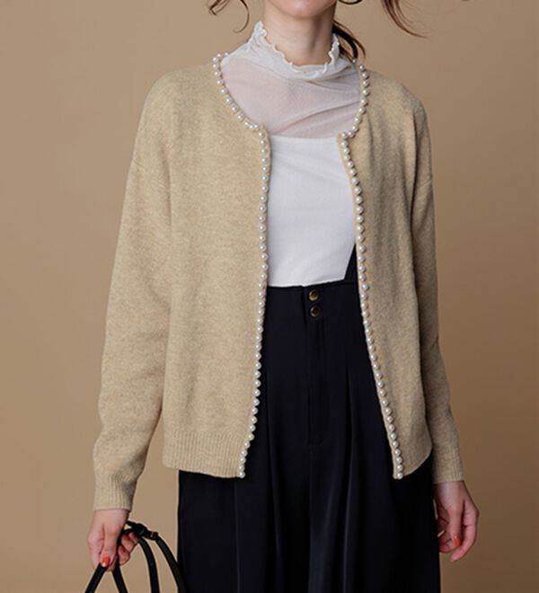 RANAN（ラナン）の「パール調ビジュー使いカーディガン（ニットカーディガン）」｜詳細画像