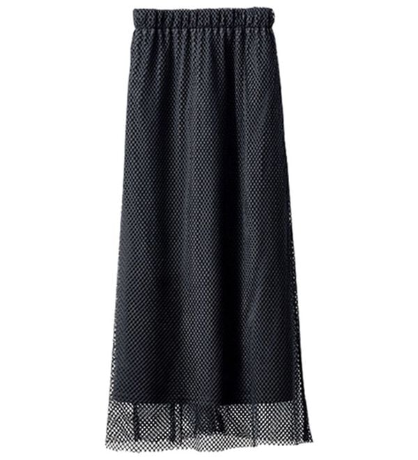 BELLUNA（ベルーナ）の「メッシュ素材ペンシルデザインスカート（ロングスカート）」｜黒