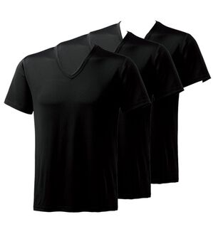 「【３枚組】＜ヘッド＞シルキーエアースマート冷感インナー（メンズ肌着・インナーウェア）」｜ブラック3枚組 半袖V首