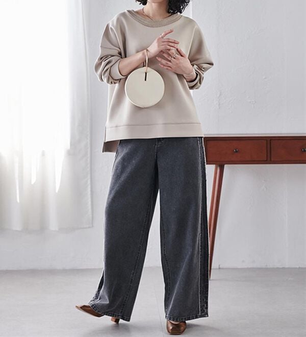 RANAN（ラナン）の「＜ＨＳ＞編立衿ポイントきれいめスウェット（カットソー）」｜詳細画像