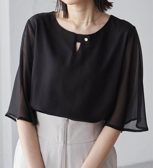 RANAN（ラナン）の「ひんやり！フレアー袖シフォンブラウス（ブラウス）」｜詳細画像