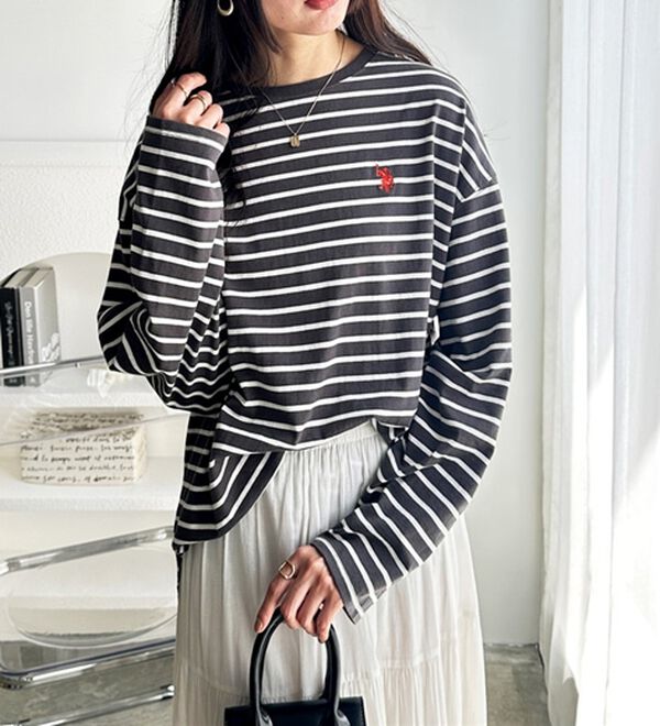 GeeRA（ジーラ）の「【Ｕ．Ｓ．ＰＯＬＯ ＡＳＳＮ】オーバーサイズ刺しゅうロンＴ（カットソー）」｜詳細画像