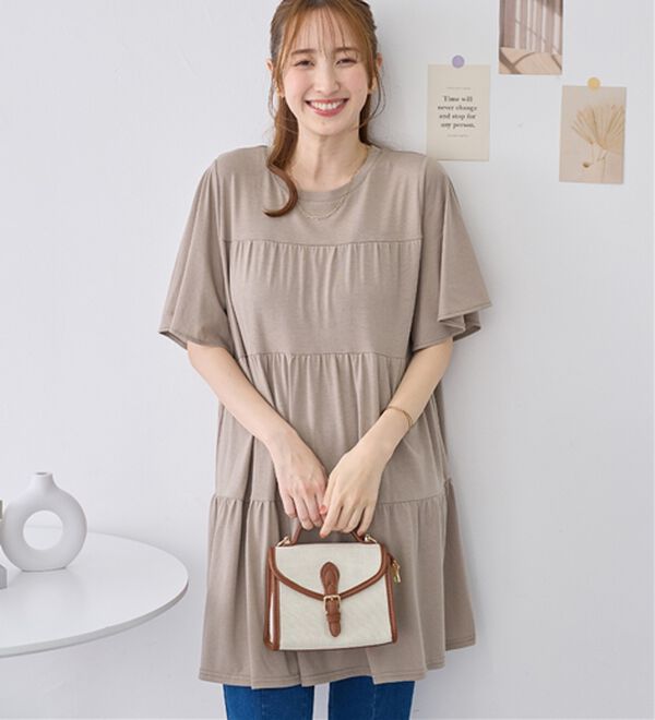 alotta（アロッタ）の「楽に可愛く！ふんわり綿混ティアードチュニック（チュニック）」｜詳細画像