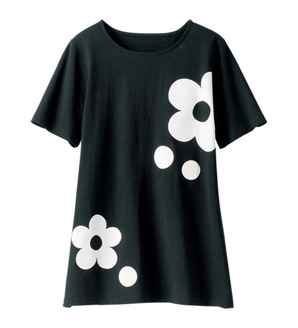 BELLUNA（ベルーナ）の「ひんやリッチコットン大人のプリントロング丈Ｔシャツ（カットソー）」｜詳細画像