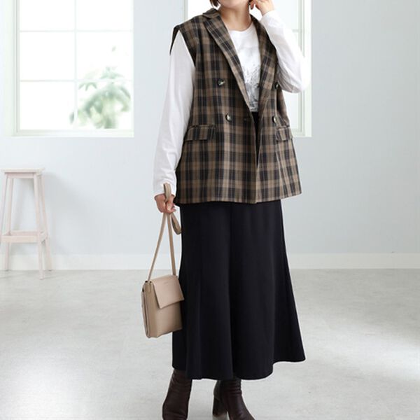 BELLUNA（ベルーナ）の「チェック柄テーラードデザインジレ（ジレ）」｜詳細画像