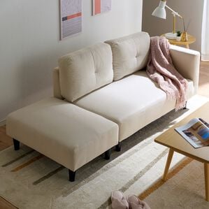 iellio（イエリオ）の「オットマン付カジュアルカウチソファ＜ソファベッド・ソファーベッド・２人掛け・３人掛け・カウチソファー・ローソファ＞（ソファ）」｜詳細画像