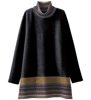 BELLUNA（ベルーナ）の「杢調素材ノルディック切替チュニック（チュニック）」｜黒