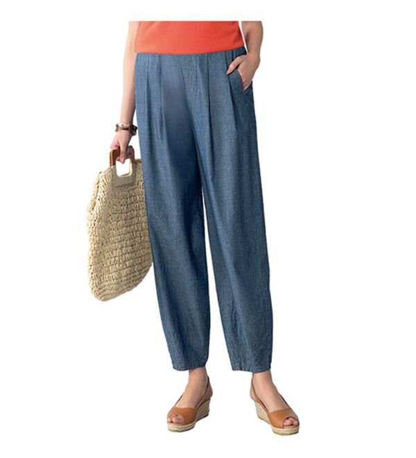 ルフラン（ルフラン）の「【２本組】ゆったり２タック夏素材デニム＜ポマルン＞（フルレングスパンツ）」｜詳細画像