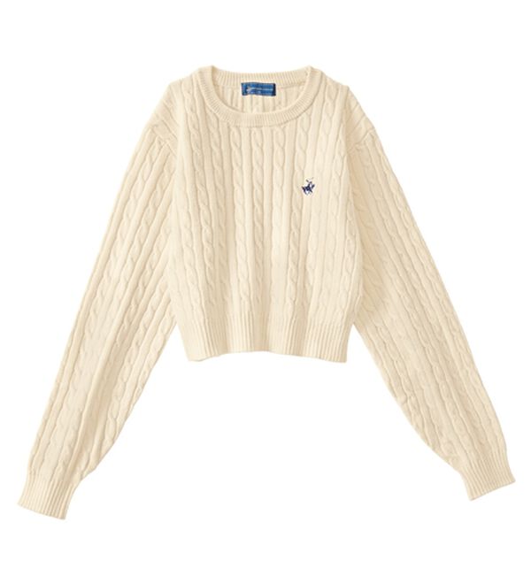 Viola e Viola（ヴィオラ エ ヴィオラ）の「【ビバリーヒルズポロクラブ】ケーブル柄ショートニット（ニット・セーター）」｜詳細画像