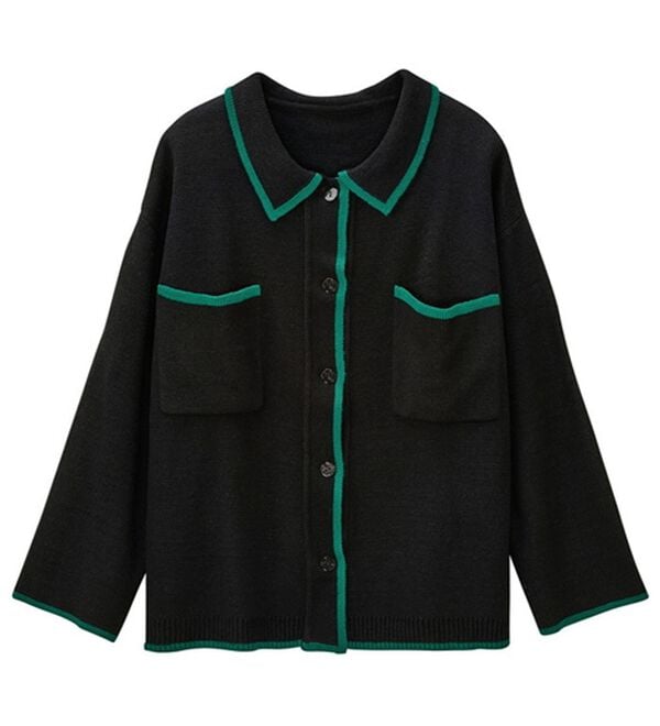 GeeRA（ジーラ）の「配色衿付ニットカーディガン（ニットカーディガン）」｜詳細画像