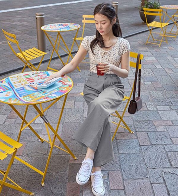 CHAN ME（チャンミ）の「ツーストラップコットンワイドパンツ（ワイドパンツ・ガウチョ）」｜詳細画像