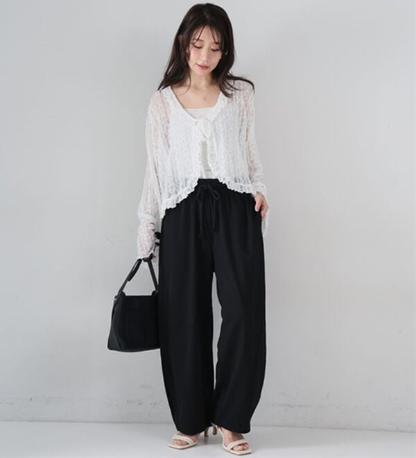 A HAPPY MARILYN（アハッピーマリリン）の「【Ｌ～６Ｌ】夏だから！薄スウェット生地で作ったカーブパンツ（ワイドパンツ・ガウチョ）」｜詳細画像