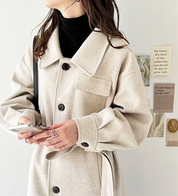 GeeRA（ジーラ）の「ポケットデザインステンカラーコート（ロングコート）」｜詳細画像