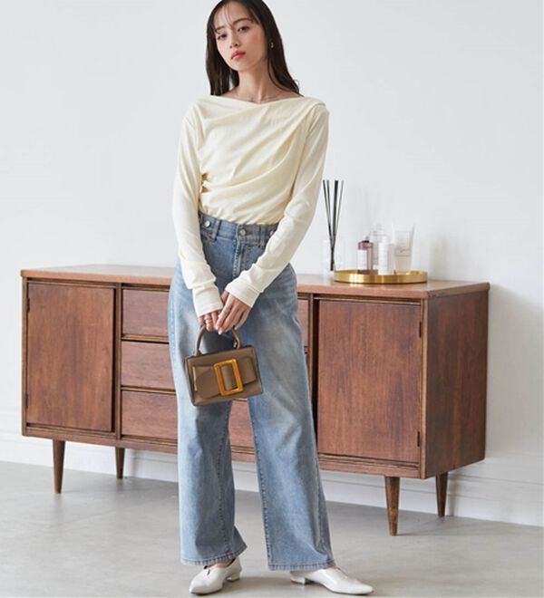 RANAN（ラナン）の「上品ドレープリブロングＴシャツ（カットソー）」｜詳細画像