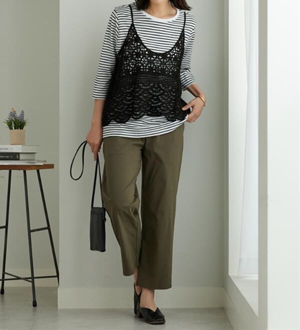 BELLUNA（ベルーナ）の「のびのびストレッチ美脚ストレートパンツ（ワイドパンツ・ガウチョ）」｜詳細画像