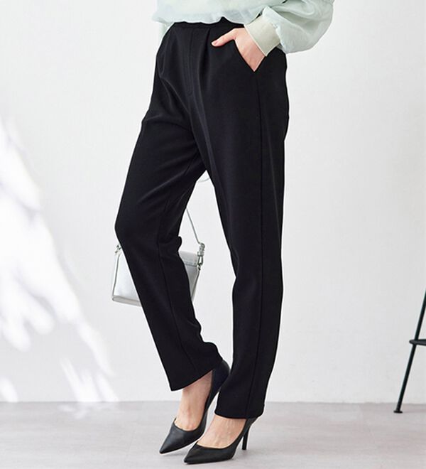 BELLUNA（ベルーナ）の「裏起毛ジョーゼット素材テーパードパンツ（テーパードパンツ）」｜詳細画像