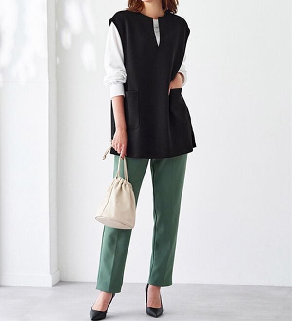 BELLUNA（ベルーナ）の「【2点セット】静電気防止インナー付ベストアンサンブル（アンサンブル）」｜詳細画像