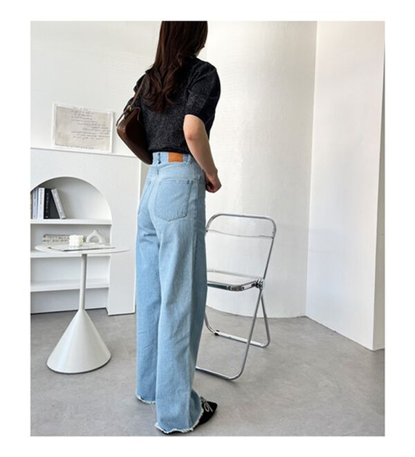 GeeRA（ジーラ）の「オリジナルパッチハイウエストデニム（ワイドパンツ・ガウチョ）」｜詳細画像