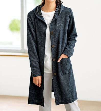 BELLUNA（ベルーナ）の「＜ＥＬＬＥ　Ａｃｔｉｖｅ＞裏ボーダーフードカーディガン（その他カーディガン）」