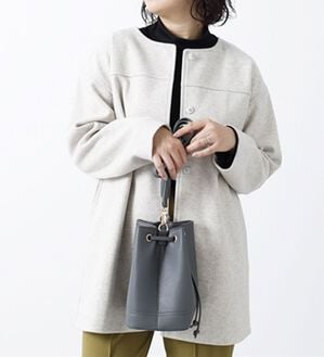 BELLUNA（ベルーナ）の「ウール調素材ノーカラーミドル丈コート（ハーフコート）」｜杢ライトベージュ