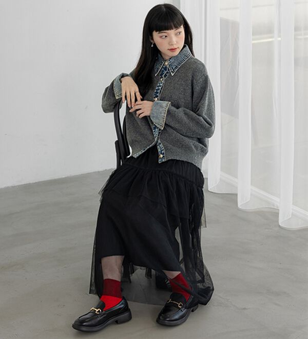 BELLUNA（ベルーナ）の「デニム&times;ニット切替ジャケット（その他ジャケット）」｜詳細画像